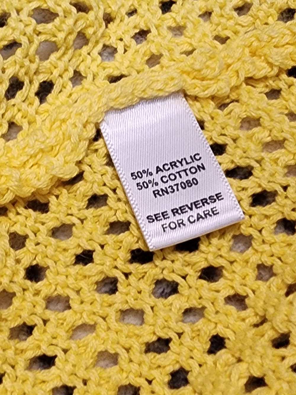Cato Open-Front Yellow Crochet Short-Sleeve Cardigan - Picture 5 of 9